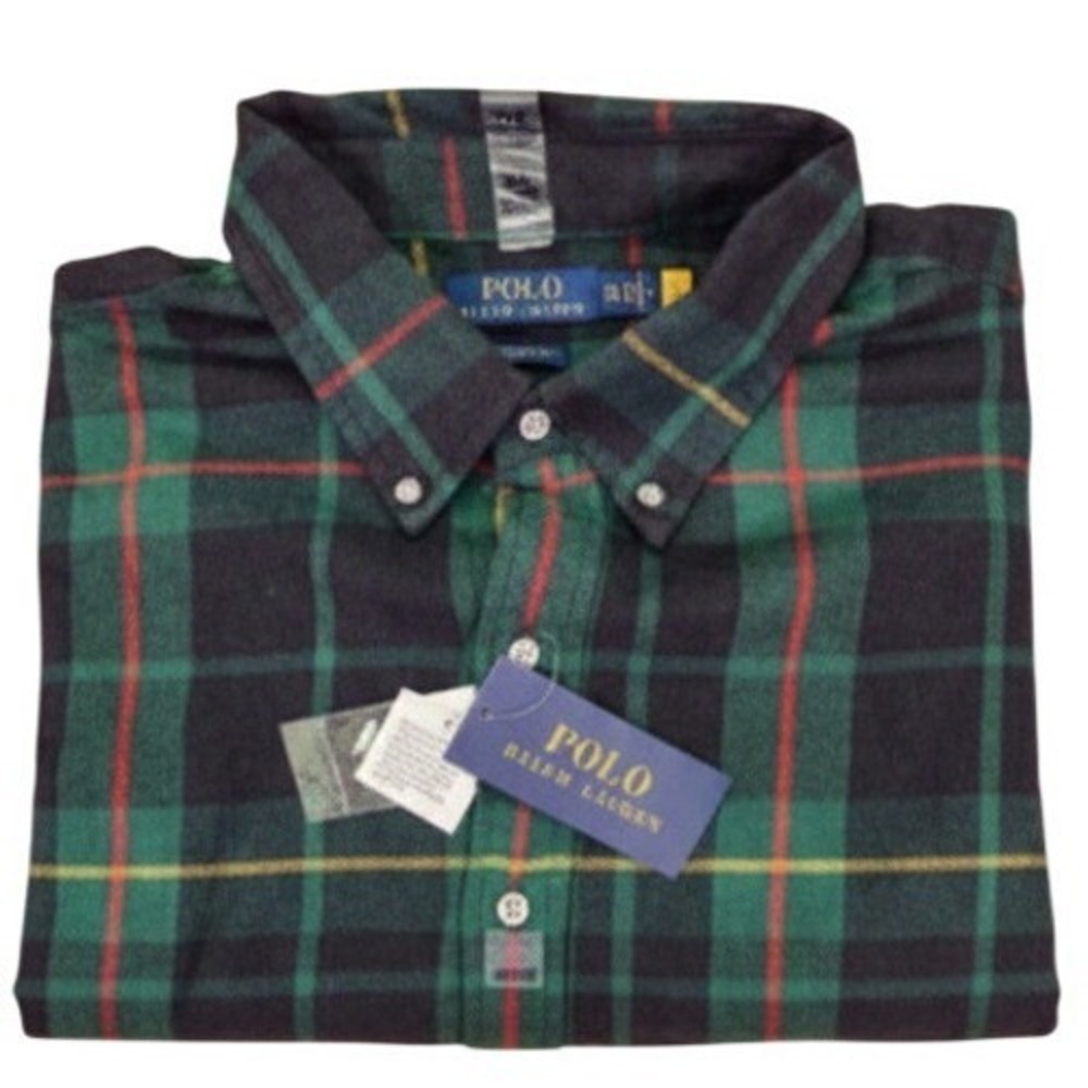 NWT Polo Ralph Lauren Men Green Plaid Tartan Button-Down Shirt XXL /‎ 2X